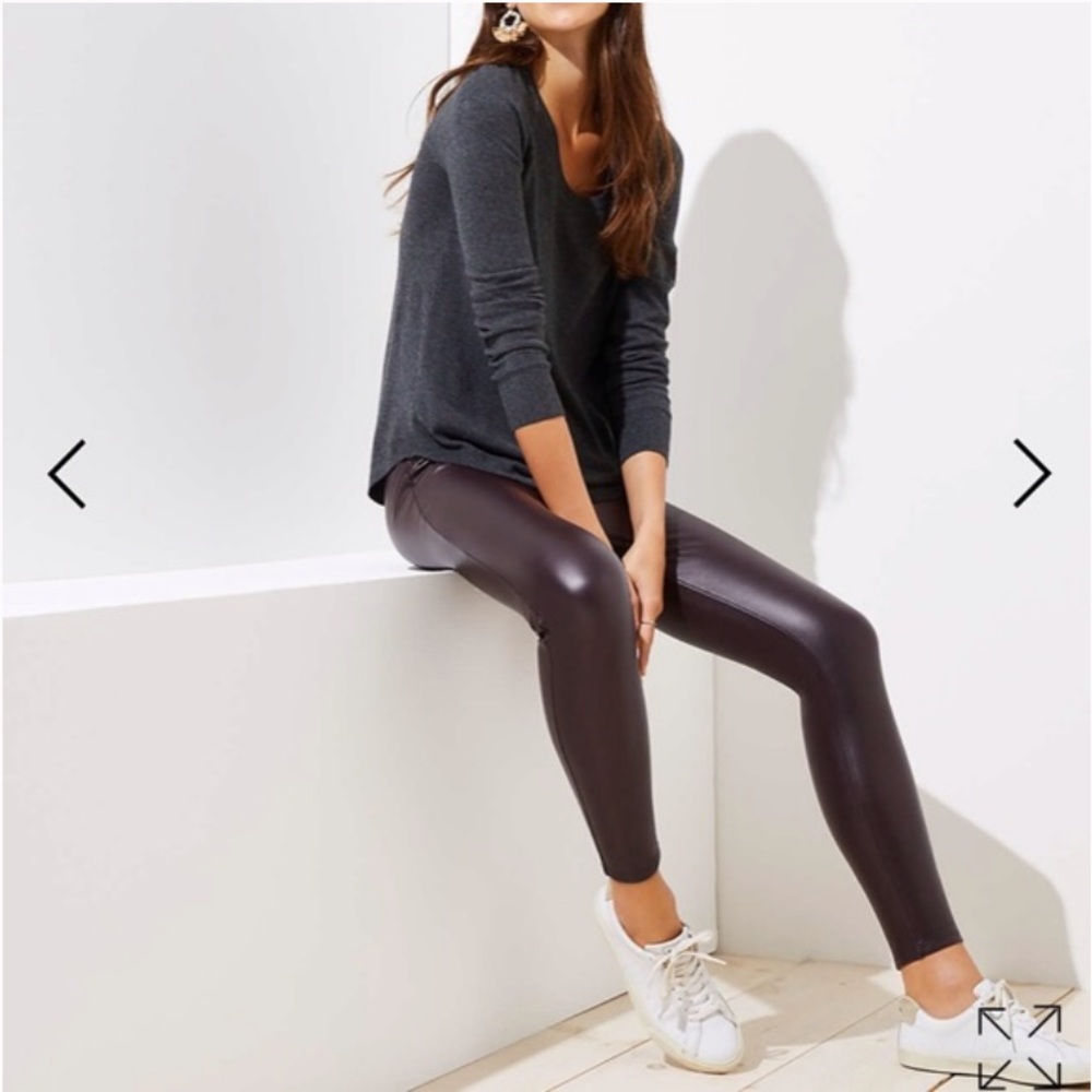 NWT burgundy leather leggings